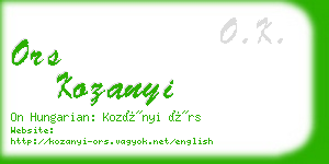 ors kozanyi business card